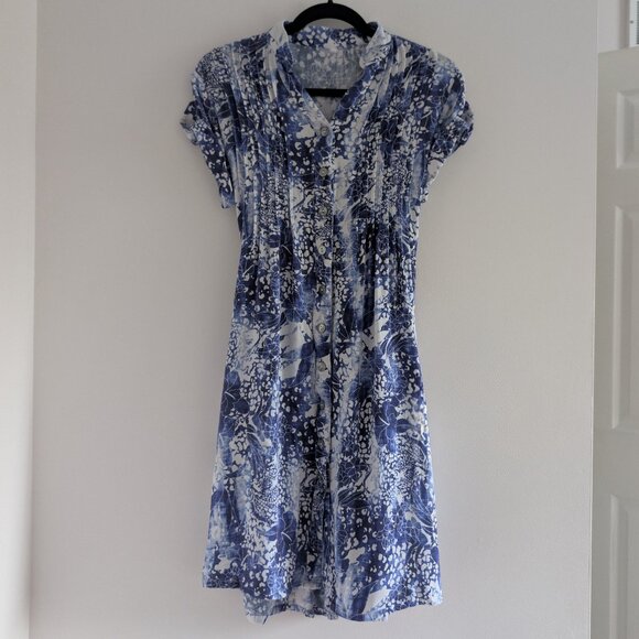 Linen Bamboo blend hibiscus flower print dress - Picture 1 of 11